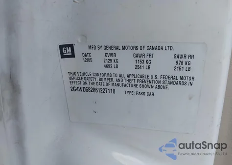 2006 Buick Lacrosse Cxl from USA, damaged, VIN 2G4WD582861227110